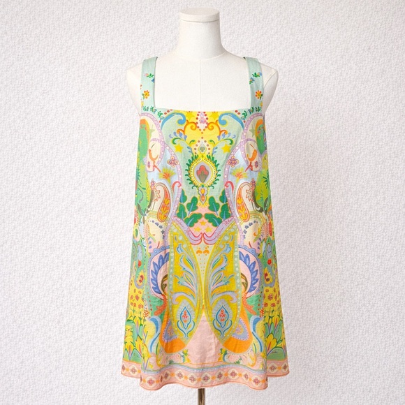 Antonio Melani NWT Eliana Printed Linen Square Neck Sleeveless Dress | Size M - Picture 3 of 6